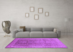 Machine Washable Oriental Purple Traditional Area Rugs in a Living Room, wshurb775pur