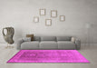 Machine Washable Oriental Pink Traditional Rug in a Living Room, wshurb775pnk