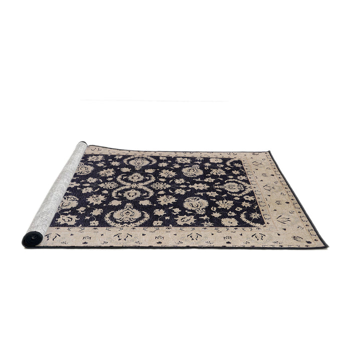 Sideview of Machine Washable Industrial Modern Black Rug, wshurb776