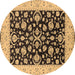 Round Oriental Brown Traditional Rug, urb776brn