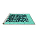 Sideview of Machine Washable Oriental Turquoise Traditional Area Rugs, wshurb776turq