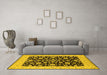 Machine Washable Oriental Yellow Traditional Rug in a Living Room, wshurb776yw
