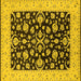 Square Machine Washable Oriental Yellow Traditional Rug, wshurb776yw