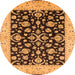 Round Oriental Orange Traditional Rug, urb776org