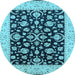 Round Oriental Light Blue Traditional Rug, urb776lblu