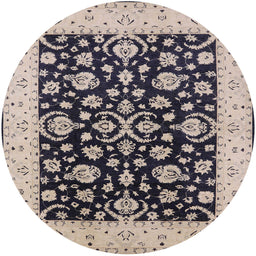 Round Machine Washable Industrial Modern Black Rug, wshurb776