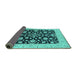 Sideview of Oriental Turquoise Traditional Rug, urb776turq