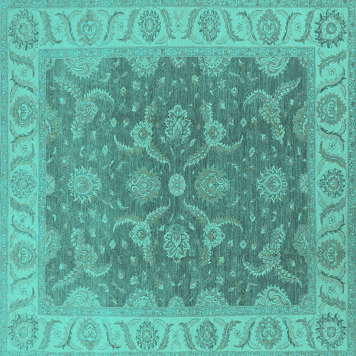 Square Oriental Turquoise Traditional Rug, urb777turq