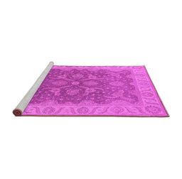 Sideview of Machine Washable Oriental Pink Traditional Rug, wshurb777pnk