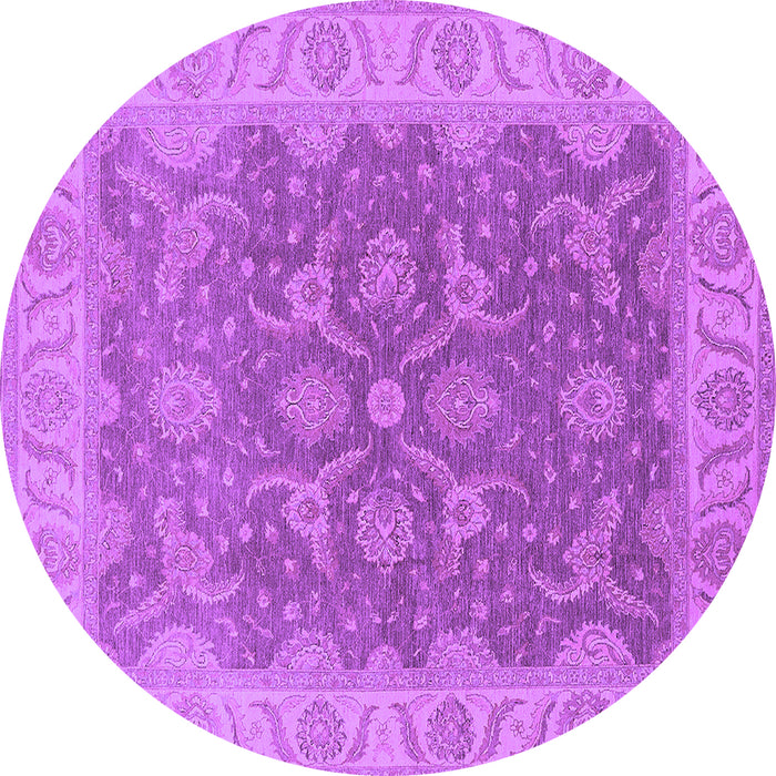 Round Oriental Purple Traditional Rug, urb777pur