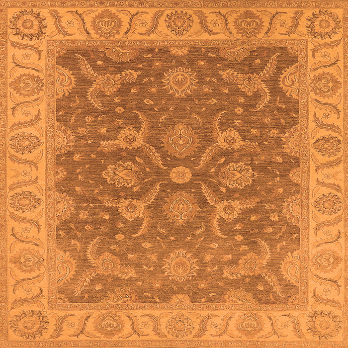 Square Machine Washable Oriental Orange Traditional Area Rugs, wshurb777org