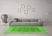 Machine Washable Oriental Green Traditional Area Rugs in a Living Room,, wshurb777grn