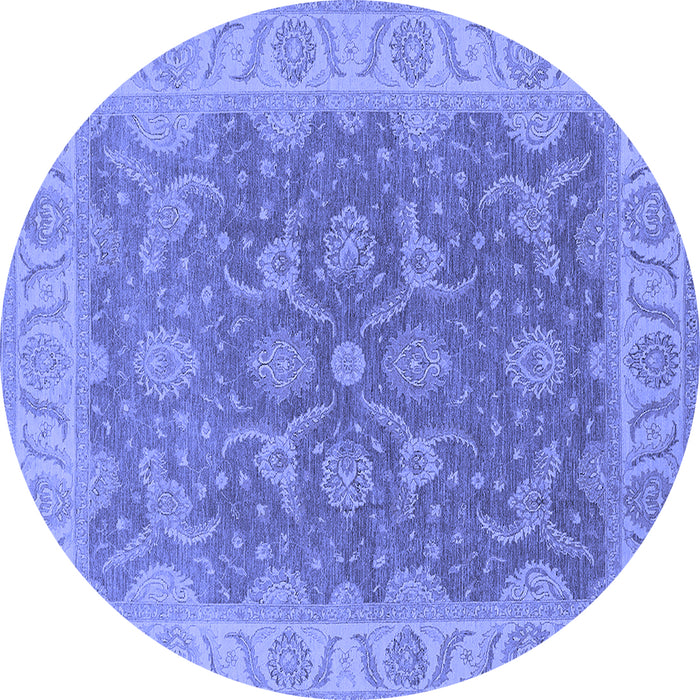 Round Oriental Blue Traditional Rug, urb777blu