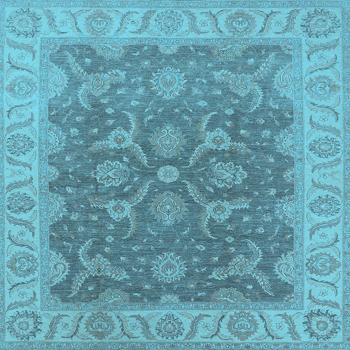 Square Machine Washable Oriental Light Blue Traditional Rug, wshurb777lblu
