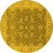 Round Oriental Yellow Traditional Rug, urb777yw