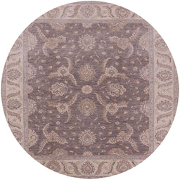 Round Mid-Century Modern Rose Purple Oriental Rug, urb777
