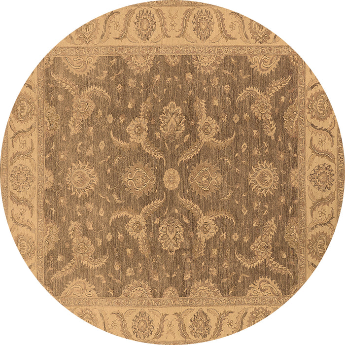 Round Oriental Brown Traditional Rug, urb777brn