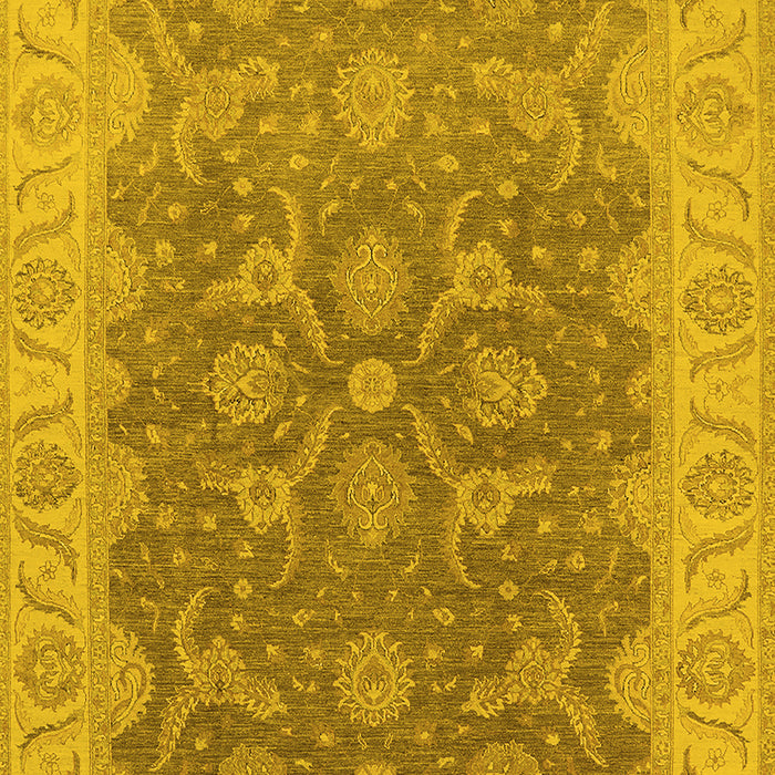 Machine Washable Oriental Yellow Traditional Rug, wshurb777yw