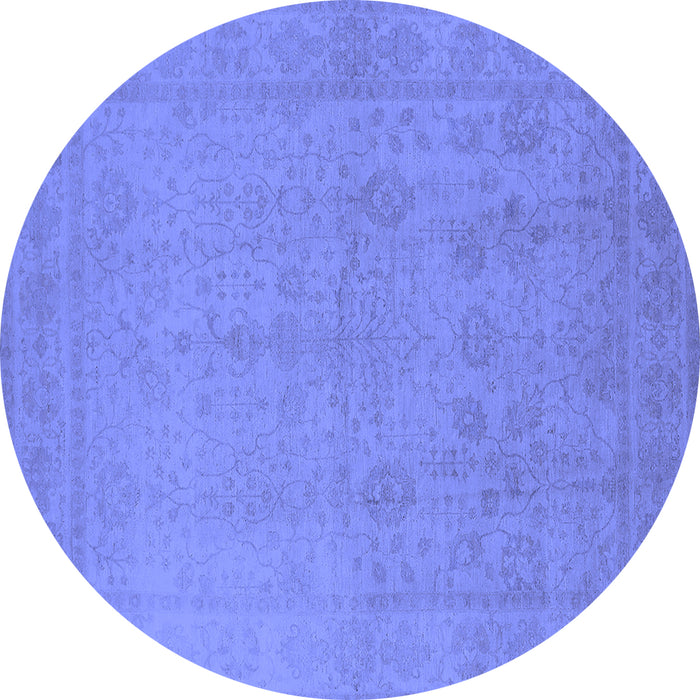 Round Oriental Blue Traditional Rug, urb778blu