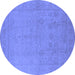 Round Oriental Blue Traditional Rug, urb778blu