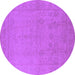 Round Oriental Purple Traditional Rug, urb778pur