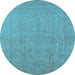 Round Oriental Light Blue Traditional Rug, urb778lblu