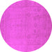 Round Oriental Pink Traditional Rug, urb778pnk