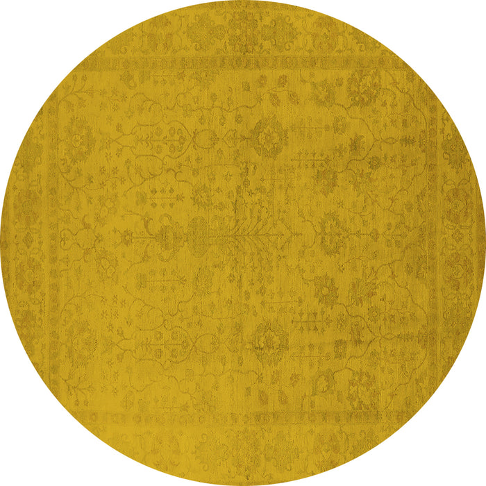 Round Oriental Yellow Traditional Rug, urb778yw