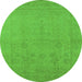 Round Machine Washable Oriental Green Traditional Area Rugs, wshurb778grn