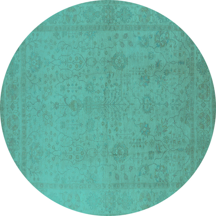 Round Oriental Turquoise Traditional Rug, urb778turq