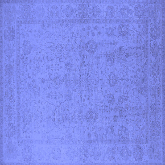 Square Machine Washable Oriental Blue Traditional Rug, wshurb778blu