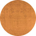 Round Machine Washable Oriental Orange Traditional Area Rugs, wshurb778org