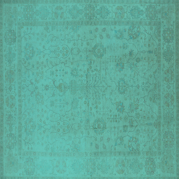 Square Oriental Turquoise Traditional Rug, urb778turq