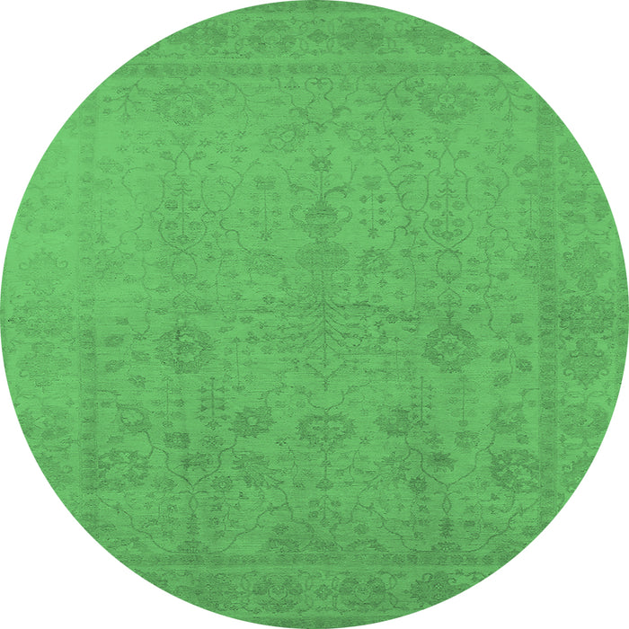 Round Oriental Emerald Green Traditional Rug, urb778emgrn