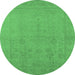 Round Oriental Emerald Green Traditional Rug, urb778emgrn