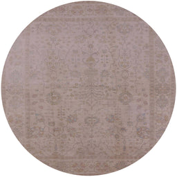 Round Mid-Century Modern Rose Purple Oriental Rug, urb778