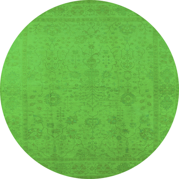 Round Oriental Green Traditional Rug, urb778grn