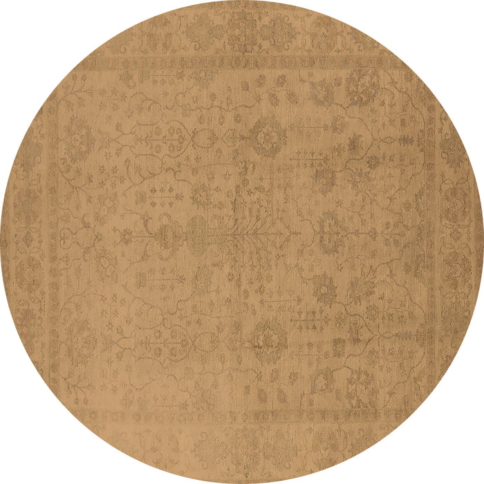 Round Machine Washable Oriental Brown Traditional Rug, wshurb778brn