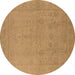 Round Oriental Brown Traditional Rug, urb778brn