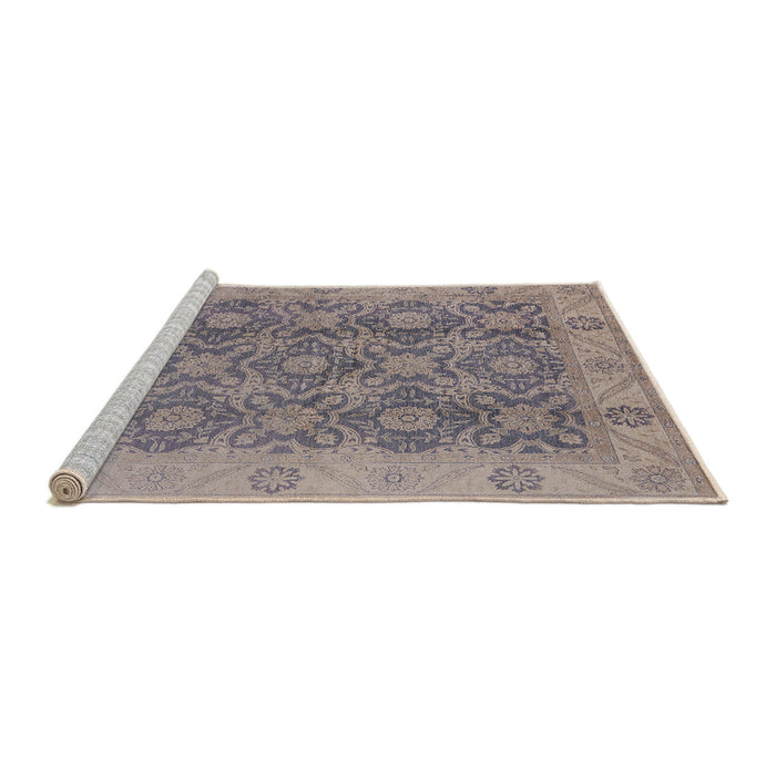 Sideview of Machine Washable Industrial Modern Khaki Rose Pink Rug, wshurb779