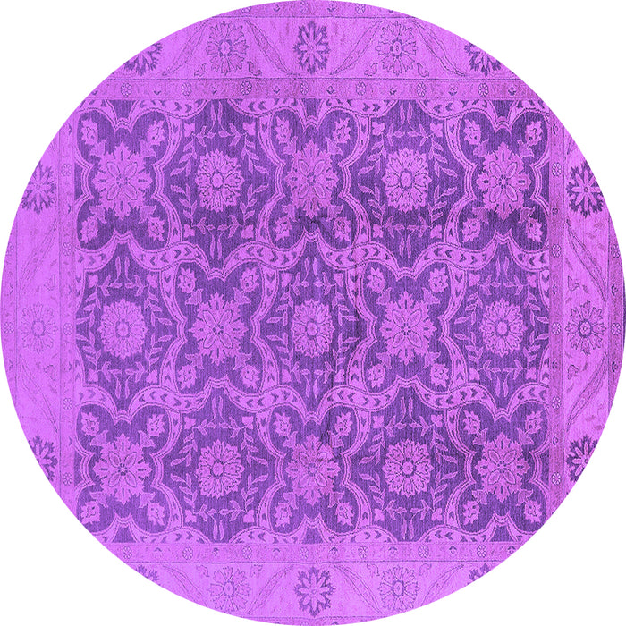 Round Oriental Purple Traditional Rug, urb779pur