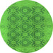 Round Machine Washable Oriental Green Traditional Area Rugs, wshurb779grn