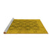 Sideview of Machine Washable Oriental Yellow Traditional Rug, wshurb779yw