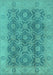 Machine Washable Oriental Turquoise Traditional Area Rugs, wshurb779turq