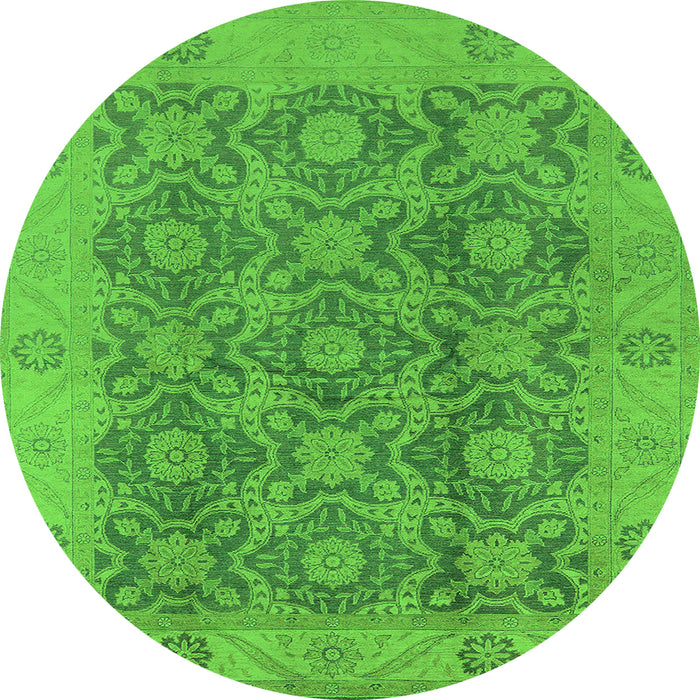Round Oriental Green Traditional Rug, urb779grn