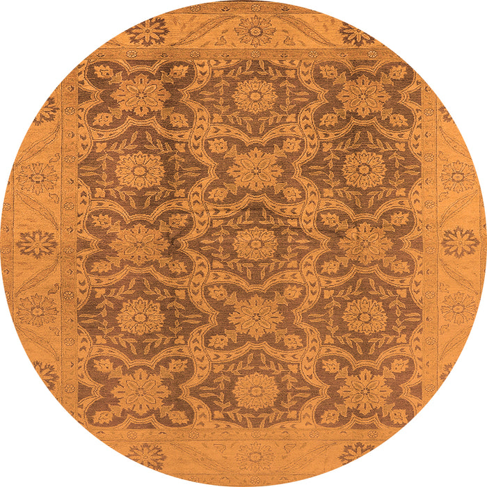 Round Oriental Orange Traditional Rug, urb779org