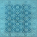 Square Machine Washable Oriental Light Blue Traditional Rug, wshurb779lblu