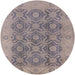 Round Mid-Century Modern Khaki Rose Pink Oriental Rug, urb779