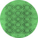 Round Oriental Emerald Green Traditional Rug, urb779emgrn