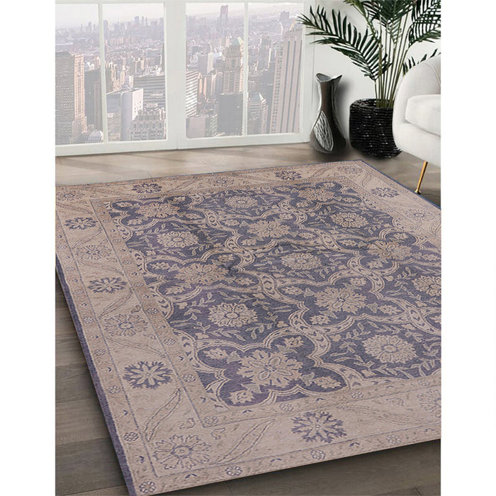 Machine Washable Industrial Modern Khaki Rose Pink Rug in a Family Room, wshurb779